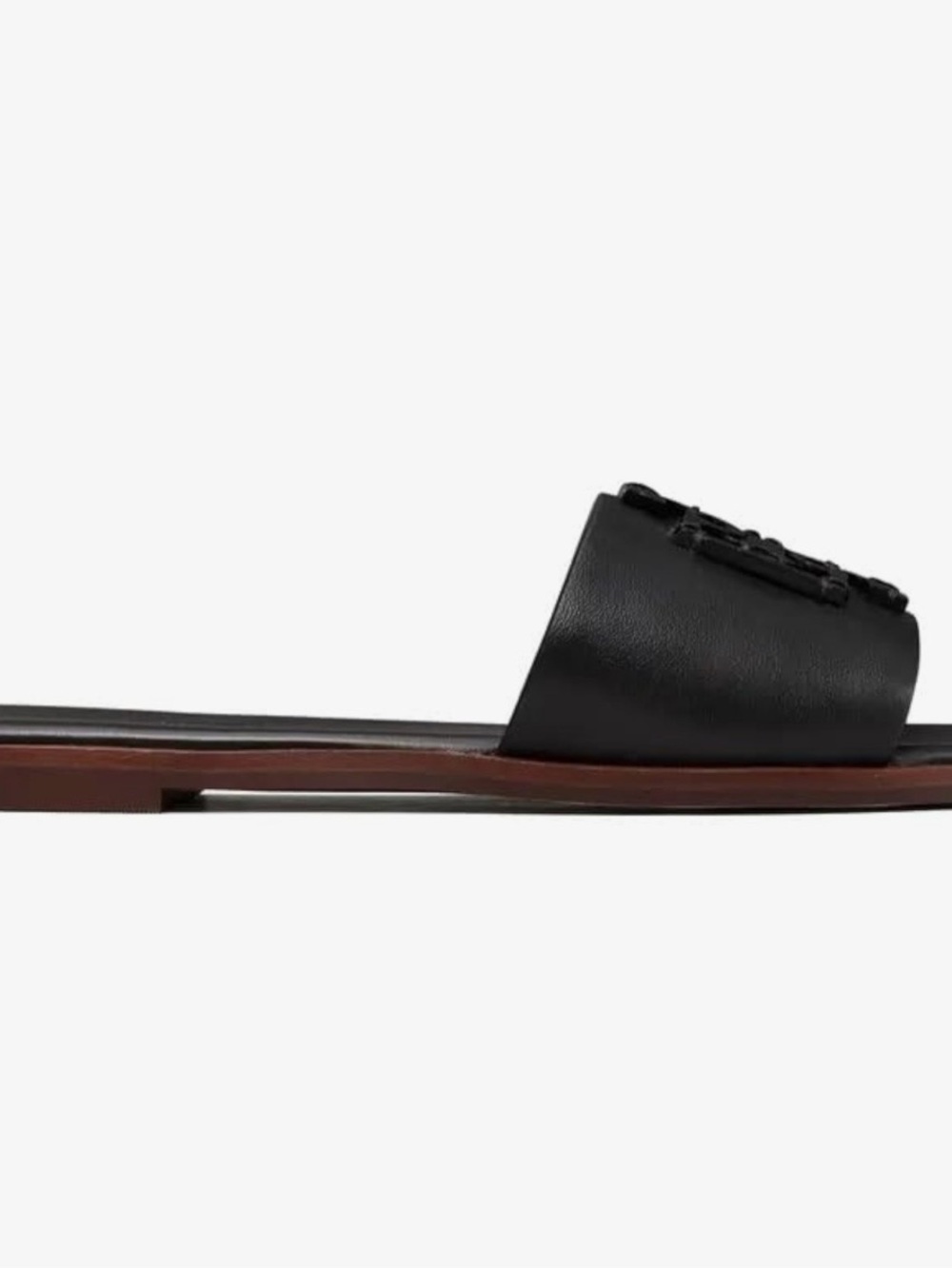 Tory Burch Women's Black Leather Medallion Ines Slides Flats Shoes Size 9 - Picture 3 of 7